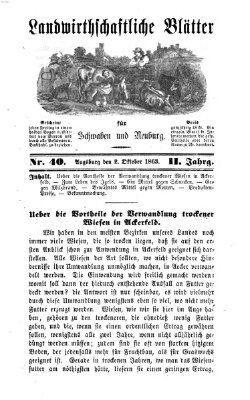 Landwirtschaftliche Blätter für Schwaben und Neuburg Freitag 2. Oktober 1863