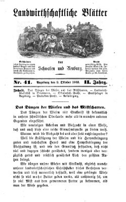 Landwirtschaftliche Blätter für Schwaben und Neuburg Freitag 9. Oktober 1863