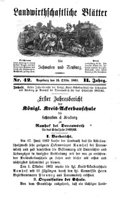 Landwirtschaftliche Blätter für Schwaben und Neuburg Freitag 16. Oktober 1863