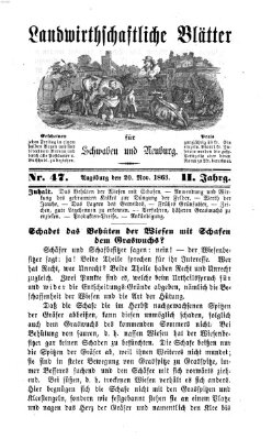 Landwirtschaftliche Blätter für Schwaben und Neuburg Freitag 20. November 1863