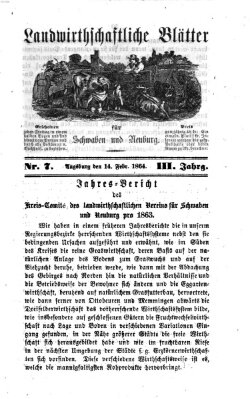 Landwirtschaftliche Blätter für Schwaben und Neuburg Sonntag 14. Februar 1864