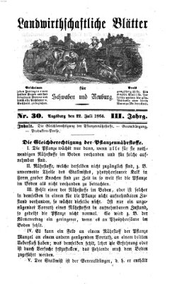 Landwirtschaftliche Blätter für Schwaben und Neuburg Freitag 22. Juli 1864