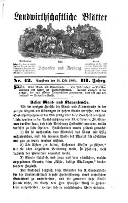 Landwirtschaftliche Blätter für Schwaben und Neuburg Freitag 14. Oktober 1864