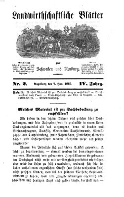 Landwirtschaftliche Blätter für Schwaben und Neuburg Samstag 7. Januar 1865