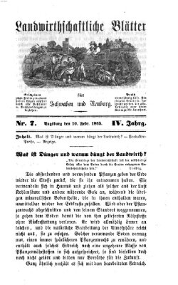 Landwirtschaftliche Blätter für Schwaben und Neuburg Freitag 10. Februar 1865