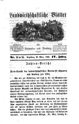 Landwirtschaftliche Blätter für Schwaben und Neuburg Freitag 31. März 1865