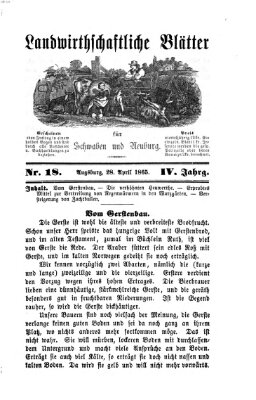 Landwirtschaftliche Blätter für Schwaben und Neuburg Freitag 28. April 1865