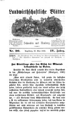 Landwirtschaftliche Blätter für Schwaben und Neuburg Freitag 12. Mai 1865