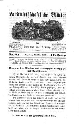 Landwirtschaftliche Blätter für Schwaben und Neuburg Freitag 19. Mai 1865