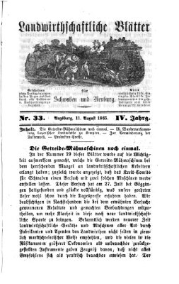 Landwirtschaftliche Blätter für Schwaben und Neuburg Freitag 11. August 1865