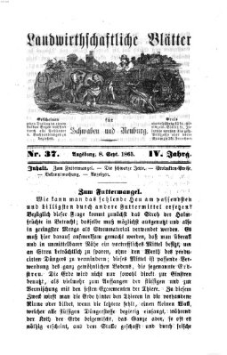 Landwirtschaftliche Blätter für Schwaben und Neuburg Freitag 8. September 1865