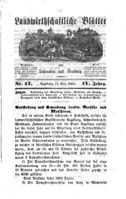 Landwirtschaftliche Blätter für Schwaben und Neuburg Freitag 17. November 1865