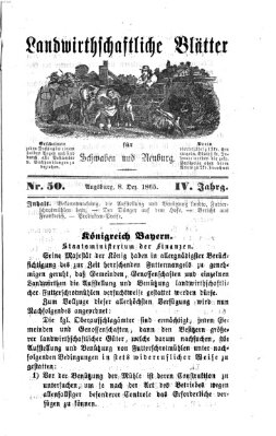 Landwirtschaftliche Blätter für Schwaben und Neuburg Freitag 8. Dezember 1865