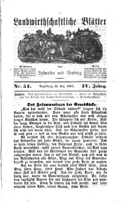 Landwirtschaftliche Blätter für Schwaben und Neuburg Freitag 15. Dezember 1865