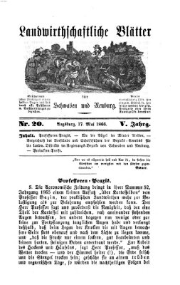 Landwirtschaftliche Blätter für Schwaben und Neuburg Donnerstag 17. Mai 1866