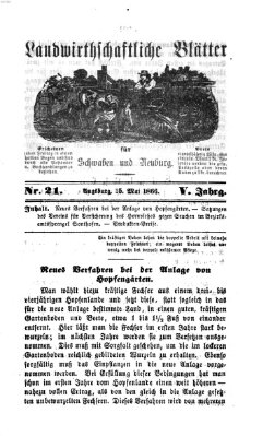 Landwirtschaftliche Blätter für Schwaben und Neuburg Freitag 25. Mai 1866