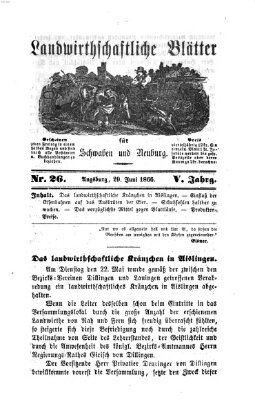 Landwirtschaftliche Blätter für Schwaben und Neuburg Freitag 29. Juni 1866