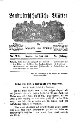 Landwirtschaftliche Blätter für Schwaben und Neuburg Freitag 20. Juli 1866