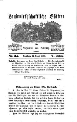 Landwirtschaftliche Blätter für Schwaben und Neuburg Freitag 31. August 1866