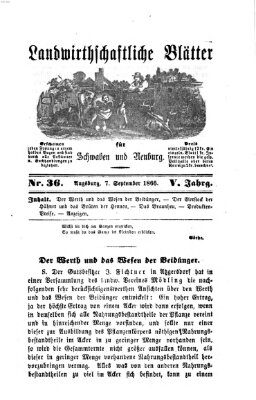 Landwirtschaftliche Blätter für Schwaben und Neuburg Freitag 7. September 1866