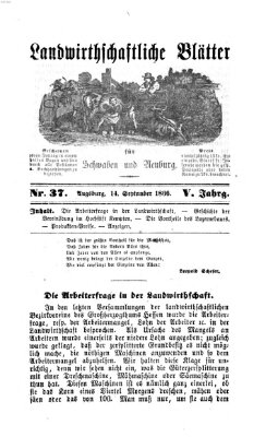 Landwirtschaftliche Blätter für Schwaben und Neuburg Freitag 14. September 1866