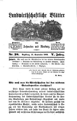 Landwirtschaftliche Blätter für Schwaben und Neuburg Freitag 21. September 1866