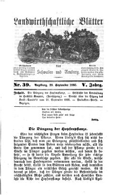 Landwirtschaftliche Blätter für Schwaben und Neuburg Freitag 28. September 1866