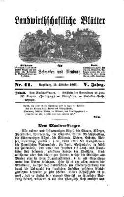 Landwirtschaftliche Blätter für Schwaben und Neuburg Freitag 12. Oktober 1866