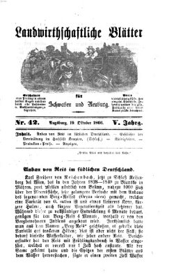 Landwirtschaftliche Blätter für Schwaben und Neuburg Freitag 19. Oktober 1866