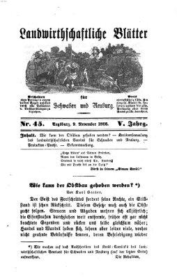 Landwirtschaftliche Blätter für Schwaben und Neuburg Freitag 9. November 1866