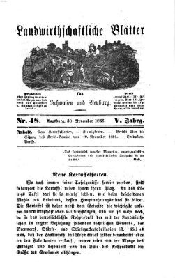 Landwirtschaftliche Blätter für Schwaben und Neuburg Freitag 30. November 1866