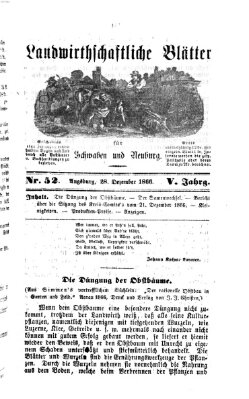 Landwirtschaftliche Blätter für Schwaben und Neuburg Freitag 28. Dezember 1866