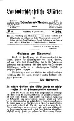 Landwirtschaftliche Blätter für Schwaben und Neuburg Freitag 1. Februar 1867