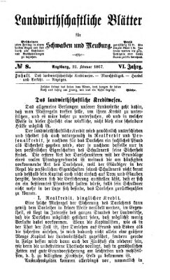 Landwirtschaftliche Blätter für Schwaben und Neuburg Freitag 22. Februar 1867