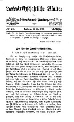 Landwirtschaftliche Blätter für Schwaben und Neuburg Freitag 24. Mai 1867