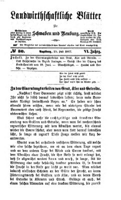 Landwirtschaftliche Blätter für Schwaben und Neuburg Donnerstag 25. Juli 1867