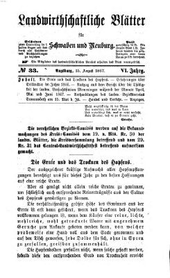 Landwirtschaftliche Blätter für Schwaben und Neuburg Donnerstag 15. August 1867