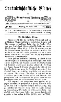 Landwirtschaftliche Blätter für Schwaben und Neuburg Donnerstag 17. Oktober 1867