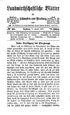 Landwirtschaftliche Blätter für Schwaben und Neuburg Donnerstag 31. Oktober 1867