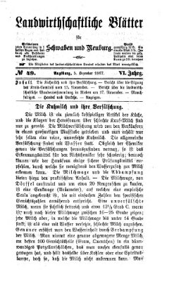 Landwirtschaftliche Blätter für Schwaben und Neuburg Donnerstag 5. Dezember 1867