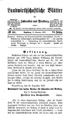 Landwirtschaftliche Blätter für Schwaben und Neuburg Donnerstag 19. Dezember 1867