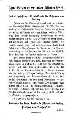 Landwirtschaftliche Blätter für Schwaben und Neuburg Freitag 1. März 1867