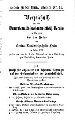 Landwirtschaftliche Blätter für Schwaben und Neuburg Donnerstag 24. Oktober 1867