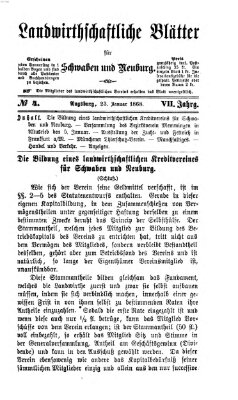 Landwirtschaftliche Blätter für Schwaben und Neuburg Donnerstag 23. Januar 1868