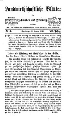 Landwirtschaftliche Blätter für Schwaben und Neuburg Donnerstag 30. Januar 1868