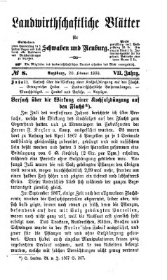 Landwirtschaftliche Blätter für Schwaben und Neuburg Donnerstag 20. Februar 1868