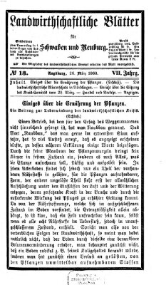 Landwirtschaftliche Blätter für Schwaben und Neuburg Donnerstag 26. März 1868