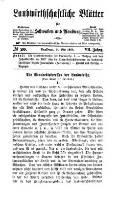 Landwirtschaftliche Blätter für Schwaben und Neuburg Donnerstag 14. Mai 1868