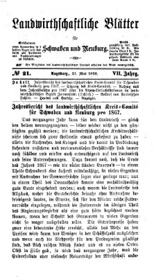 Landwirtschaftliche Blätter für Schwaben und Neuburg Donnerstag 21. Mai 1868