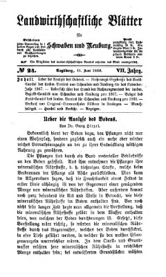 Landwirtschaftliche Blätter für Schwaben und Neuburg Donnerstag 11. Juni 1868